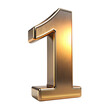 © msroster - Number 1 on white background. Rose gold 3D rendered number with gloss chrome surface.