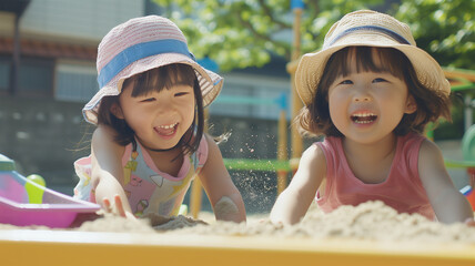 Poster - 公園の砂場で遊ぶ子ども達