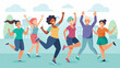 © Justlight - Jazzercise Revival Classgoers leave feeling energized empowered and ready to spread the joy of jazzercise to others.. Vector illustration
