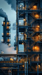 Wall Mural - Oil refinery at night with bright lights