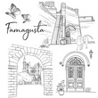 vector sketch of the famous town of famagusta in the cyprus