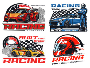 Wall Mural - Racing team set flyers colorful