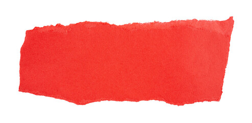 Red Torn paper in a rectangle shape, ripped orange paper sheet, realistic paper scrap with torn edges, isolated on a transparent background, grunge textured graphic element