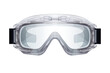 © peerasak - A pair of clear goggles with black frames. The goggles are designed to protect the eyes from harmful substances