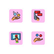 New business project line icon set. Startup, plus and minus of project, gadget, money. Business and profit concept. Can be used for topics like finance, success. Vector illustration for web design