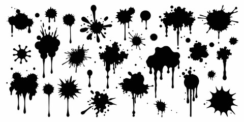 graphics of black spots of various shapes and sizes on an isolated background