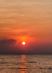 The perspective of the beautiful sunrise on the sea in the morning time