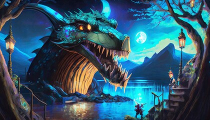 Canvas Print - dragon in the night