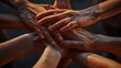 Stack of hands. Unity and teamwork concept. hyper realistic 