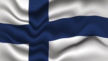 Wall Mural - Finnish Flag 3D Waving Animation. The National Flag of Finland, 4K Resolution with Seamless Loop.