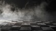 empty floor with smoke on dark background hyper realistic 