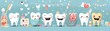 © kitidach - Childrens educational poster with cartoon teeth characters engaging in various hygiene activities, fun and engaging for younger audiences