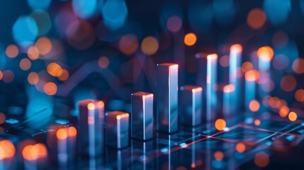 Leinwandbilder - A bar graph illustrating financial growth, with ascending bars symbolizing increasing profits and success in business.