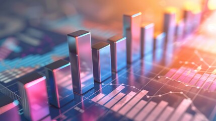 Aufkleber - A bar graph illustrating financial growth, with ascending bars symbolizing increasing profits and success in business.