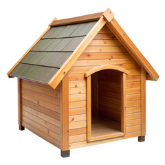 Wooden pet house isolated on white backdrop, suitable for small animals