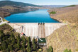 Aerial view of a dam and hydroelectric power plant in La Rioja, Spain. High quality photo