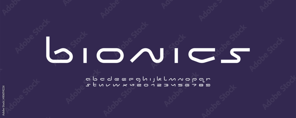 Technical wide future font, digital cyber alphabet, trendy white ...