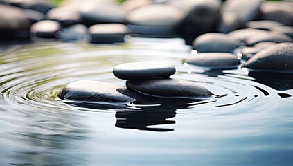 Canvas Print - A body of water with a rock in it