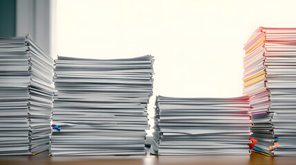 Poster - stack of papers documents office business