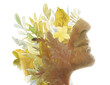 A paintography profile of a man merged with a floral painting
