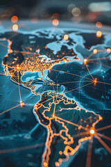 A world map connecting countries with lines and nodes to depict trade policies and foreign investment networks