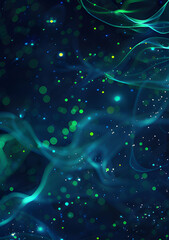 Wall Mural - A blue background with green glowing lines and dots ai generative