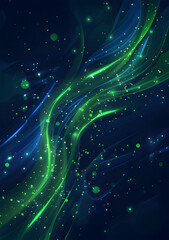 Wall Mural - A blue background with green glowing lines and dots ai generative