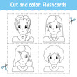© PlatypusMi86 - Cut and color. Flashcard Set. Coloring book for kids. Cute cartoon character. Black contour silhouette. Isolated on white background. Vector illustration.