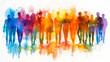 © Iqra Iltaf - Colorful persons watercolor silhouette white background diversity inclusion concept. DEIB, Equity, Inclusion, Belonging, Peace, Team, Human, Person, Union, Group