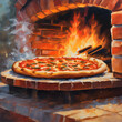 Watercolor and painting homemade Wood fired pizza