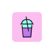 Milkshake takeaway line icon. Ice coffee, glass, smoothie. Drink concept. Can be used for topics like menu, bar, coffee shop