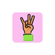 Palm with curled ring finger and thumb line icon. Hand, shocker, sign. Gesturing concept. Can be used for topics like communication, gesturing, aggression.