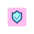 Icon of protective shield. Guard, confirmation, quality. Safety concept. Can be used for topics like computer virus, privacy, security