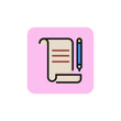Icon of document and pen. Certificate, deal, award. Agreement concept. Can be used for topics like paperwork, business, testament