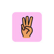 Three fingers up line icon. Palm, arm, hand. Gesturing concept. Can be used for topics like gesturing, promise, scouting.