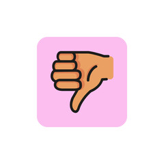 Canvas Print - Thumb down line icon. Dislike, disapproval, hand. Gesture concept. Can be used for topics like social network, mobile app, website.