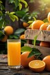 fresh orange juice in a glass, Generative AI,