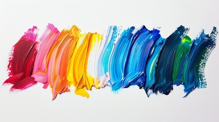 Wall Mural - Colorful paint strokes isolated on white background. Acrylic paints