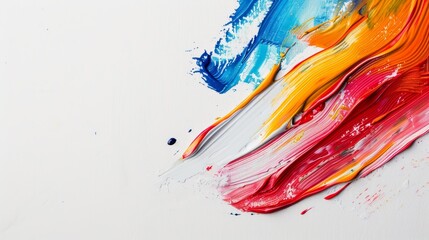 Wall Mural - Colorful brushstrokes of oil paint on a white background