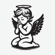 © VectBox - Baby angel praying Vector Illustration silhouette. angel or cupid little baby silhouette vector illustration