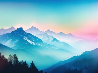 Canvas Print - mountains in the morning