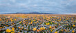 spring morning over city of Fort Collins and Front Range of Rocky Mountains in northern Colorado, aerial panorama