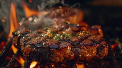 Canvas Print - A steak being rested after cooking, allowing the juices to redistribute and ensuring a tender, flavorful dining experience.