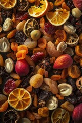 Wall Mural - top view of dried fruits and berries