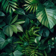 Wall Mural - abstract green background summer trendy leaves tropical botanical and foliage texture natural decorative art