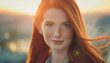 © jeepbabes - frau, model, rote, haare, rothaarig, neu, close up, draussen, Sommersprossen, sprossen, sommer, sommerlich, sonne, licht, modern, schön, hübsch, schönheit, rot, orange, abendrot, Sonnenuntergang