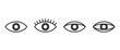 © Pavlo Syvak - Set Of Minimalist Vector Eye Icons In Black And White, Showcasing Different Styles From Simple To Decorated With Lashes