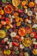 Poster - top view of dried fruits and berries