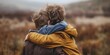 © StockUp - An affectionate display of two young boys hugging each other in an autumnal setting signifies friendship