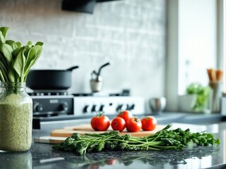 Poster - vegetables on kitchen table